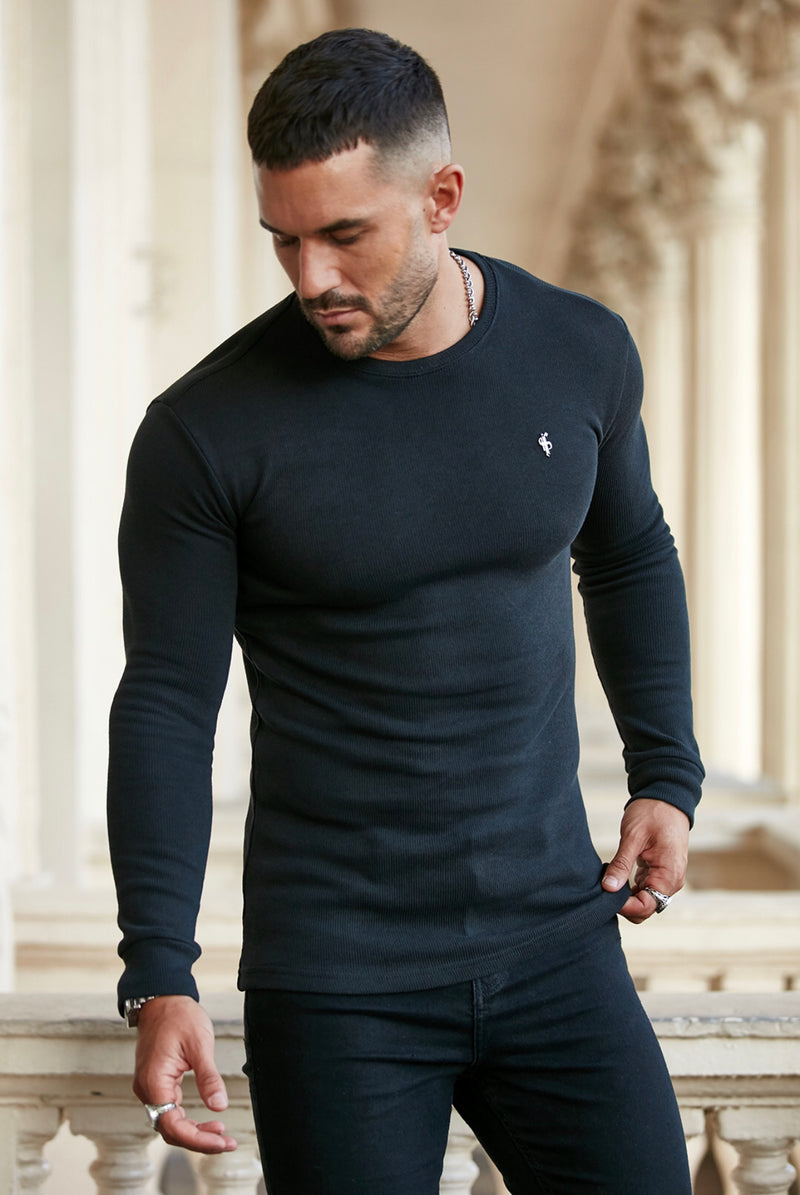 Father Sons Classic Black Super Slim Sweater - FSH409