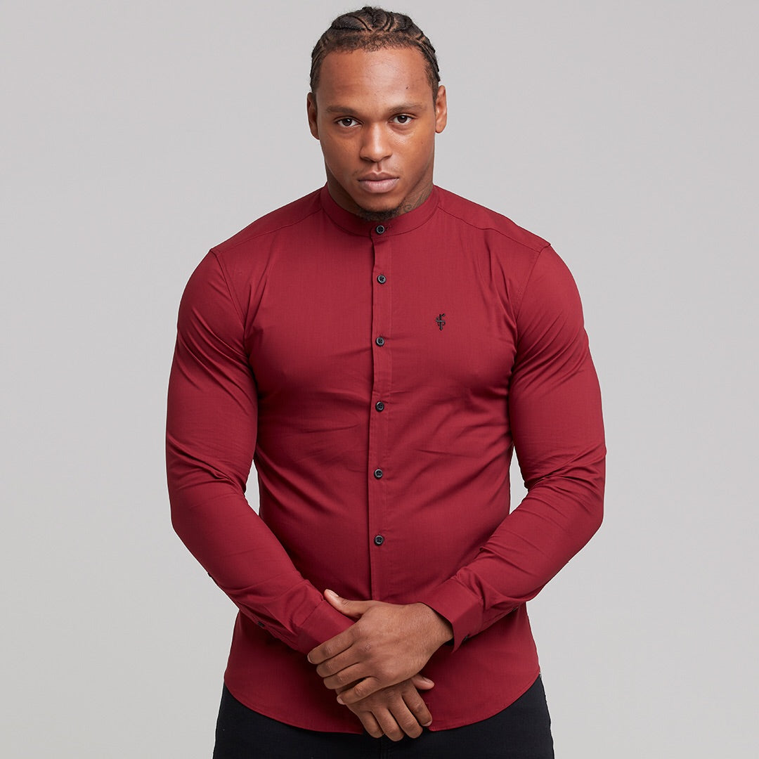 Super Slim Stretch Classic Oxblood Grandad Collar - FS294