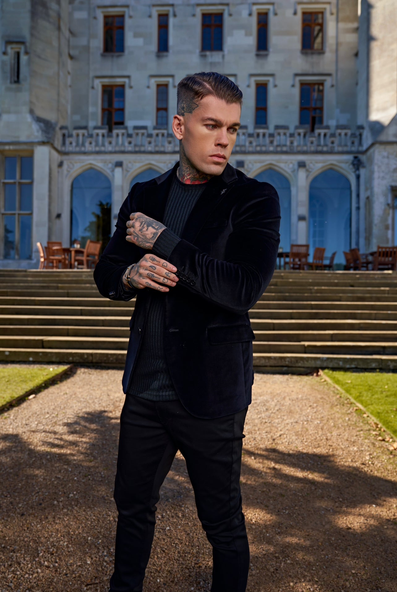 Slim Luxury Black Velvet Jacket- FSY001