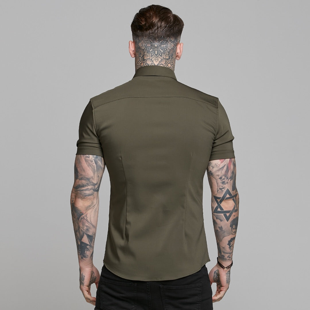 Super Slim Ultra Stretch Classic Olive Short Sleeve - FS483