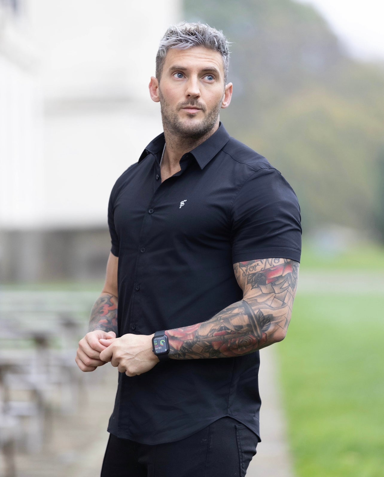 Boxy Stretch Black Short Sleeve - FSBOXY899