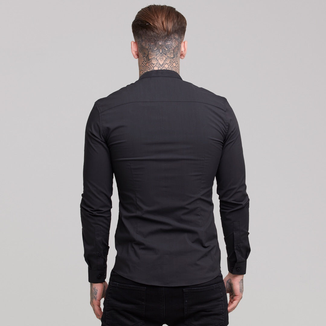 Super Slim Stretch Classic Black Grandad Collar - FS171