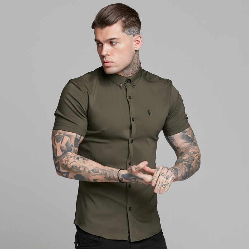 Father Sons Super Slim Ultra Stretch Classic Olive Short Sleeve - FS483