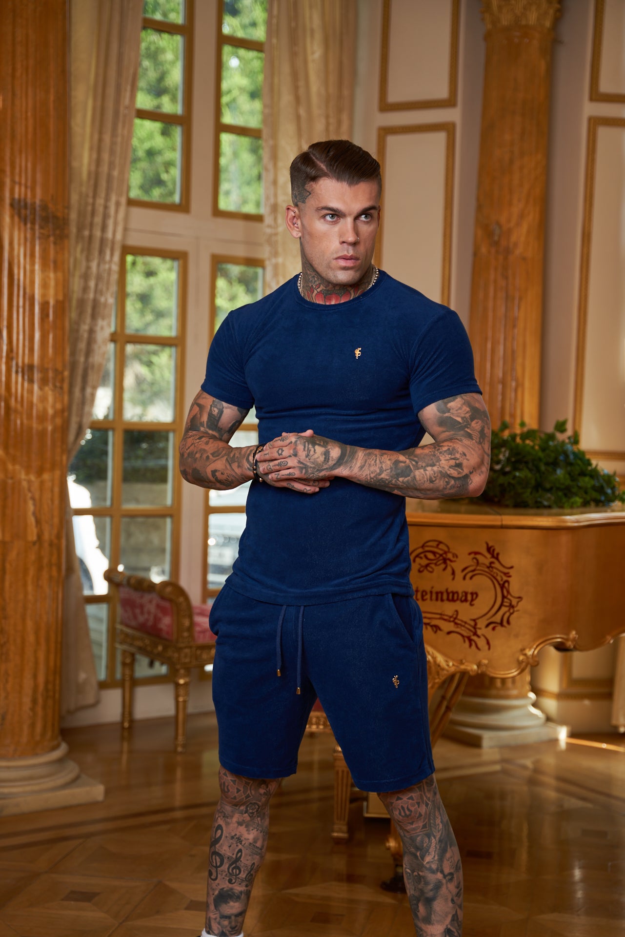 French Navy Towelling Shorts - FSTS657