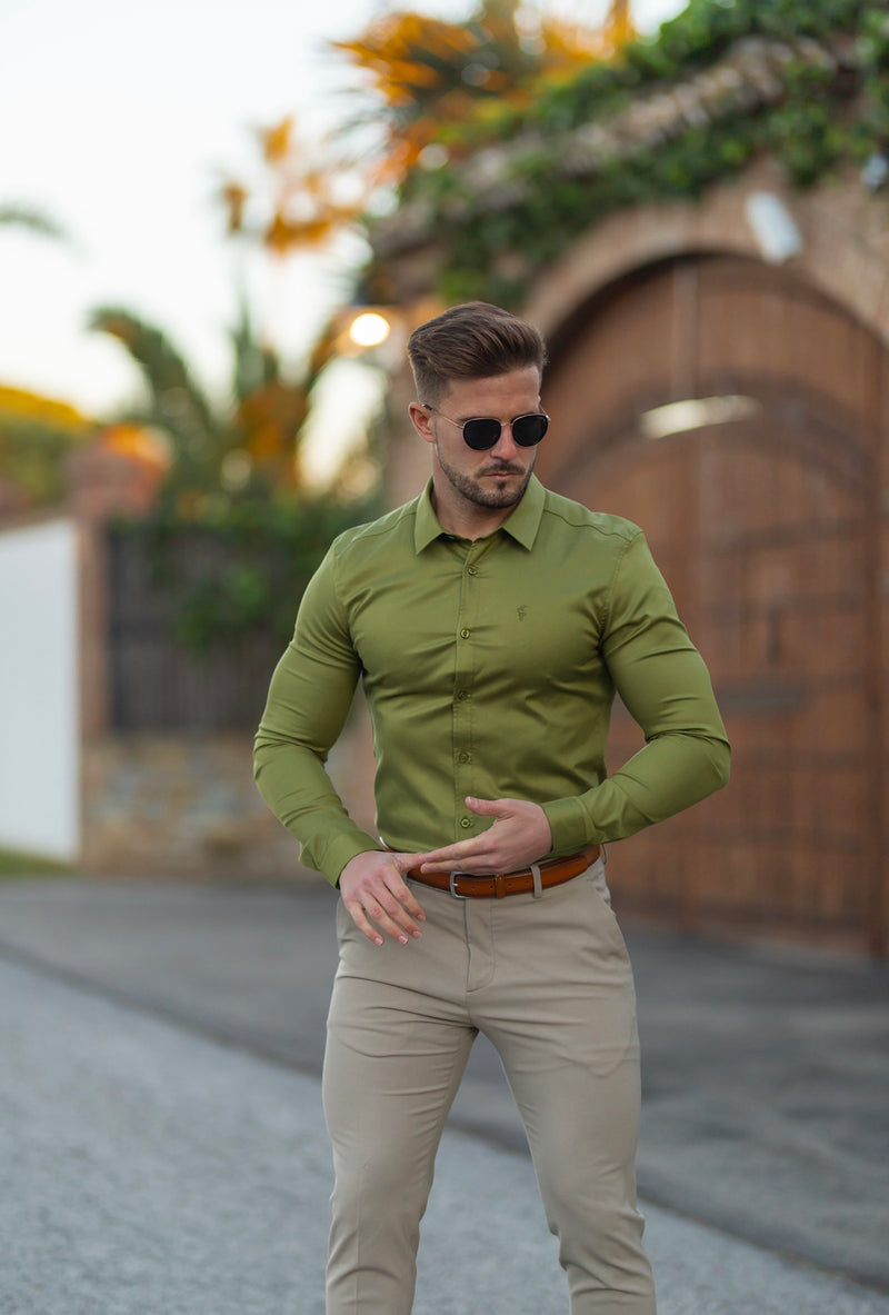 Father Sons Super Slim Luxe Ultra Stretch Classic Green Long Sleeve -  FS741