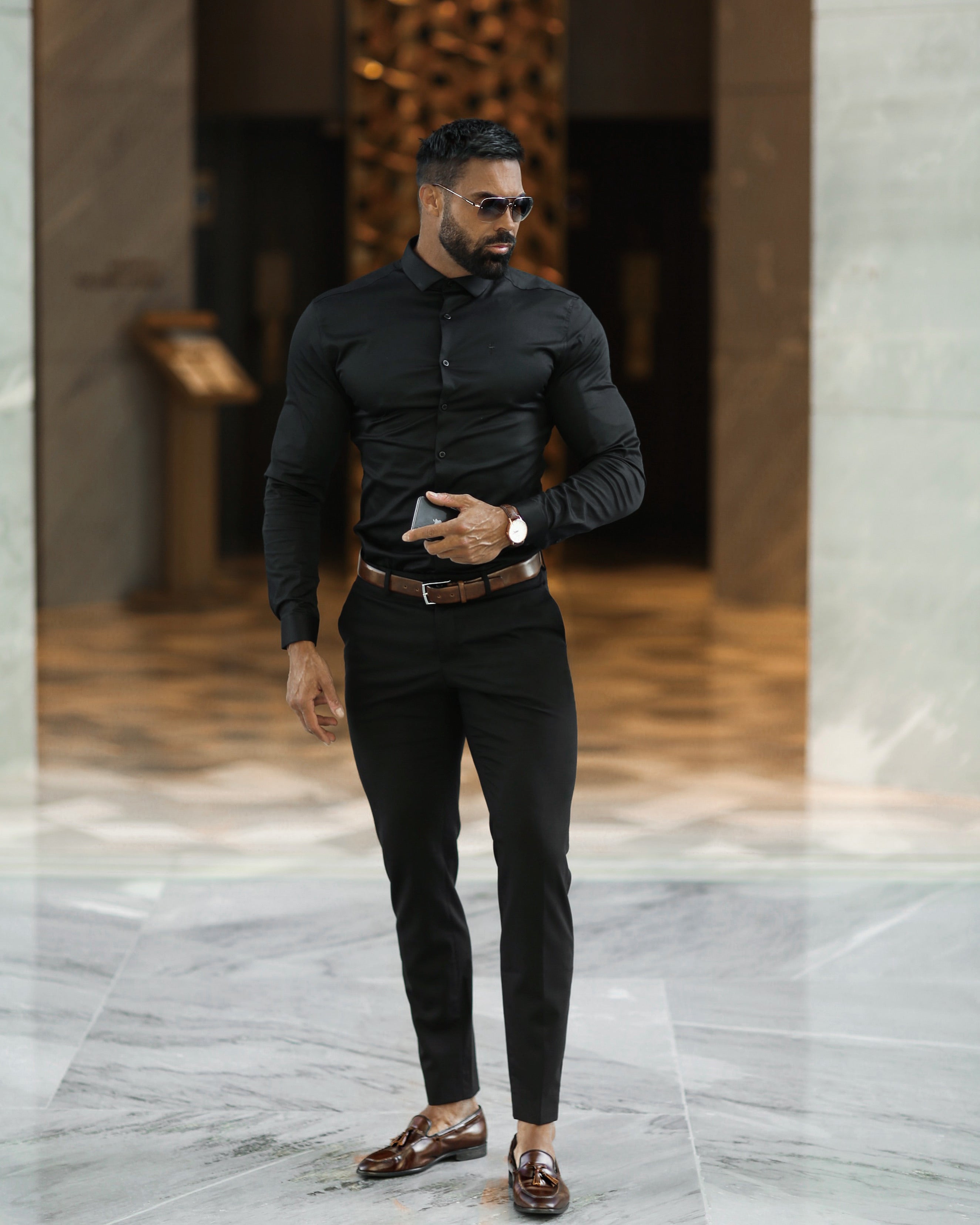 Slim Sateen Classic Black Long Sleeve - FS545