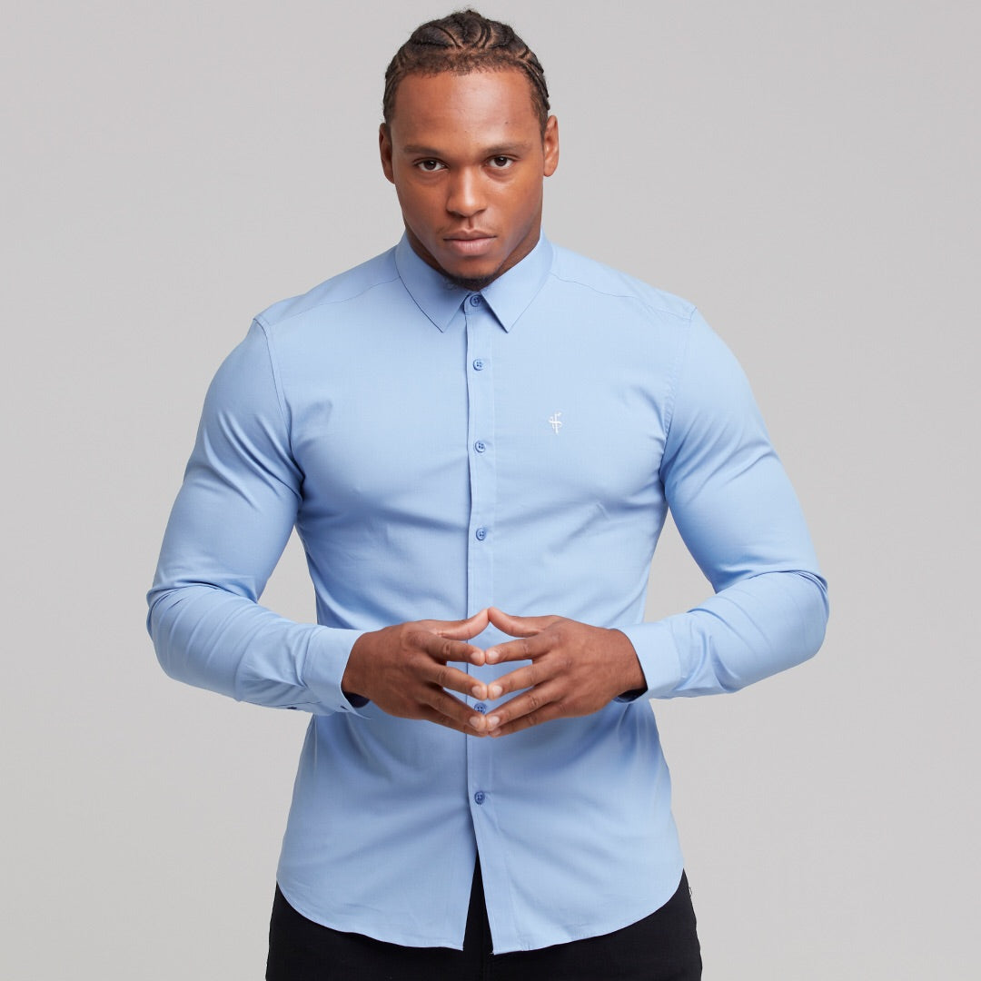 Super Slim Ultra Stretch Classic Light Blue Shirt - FS356