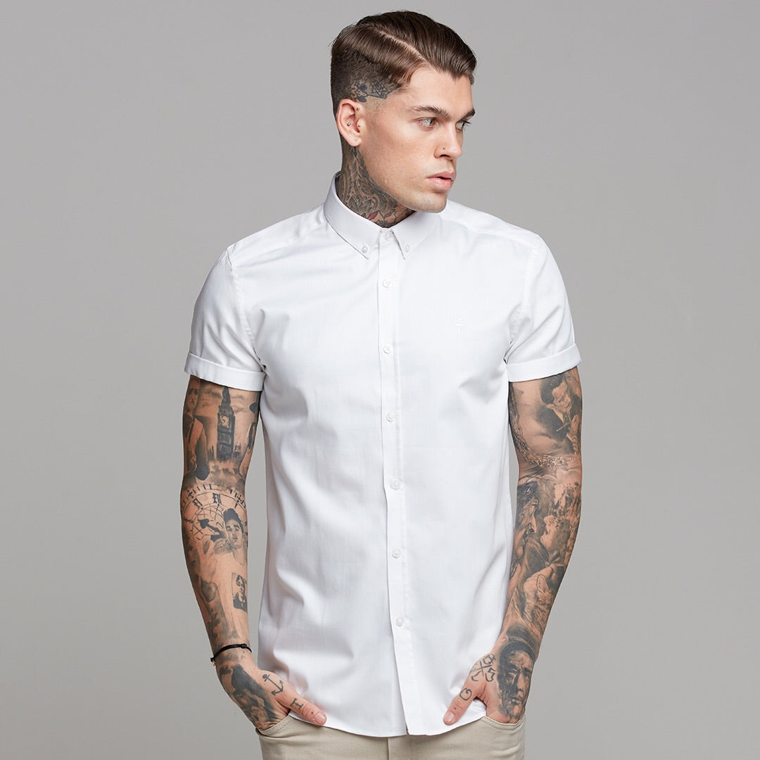 Classic White Luxe Egyptian Cotton Button Down Short Sleeve - FS494