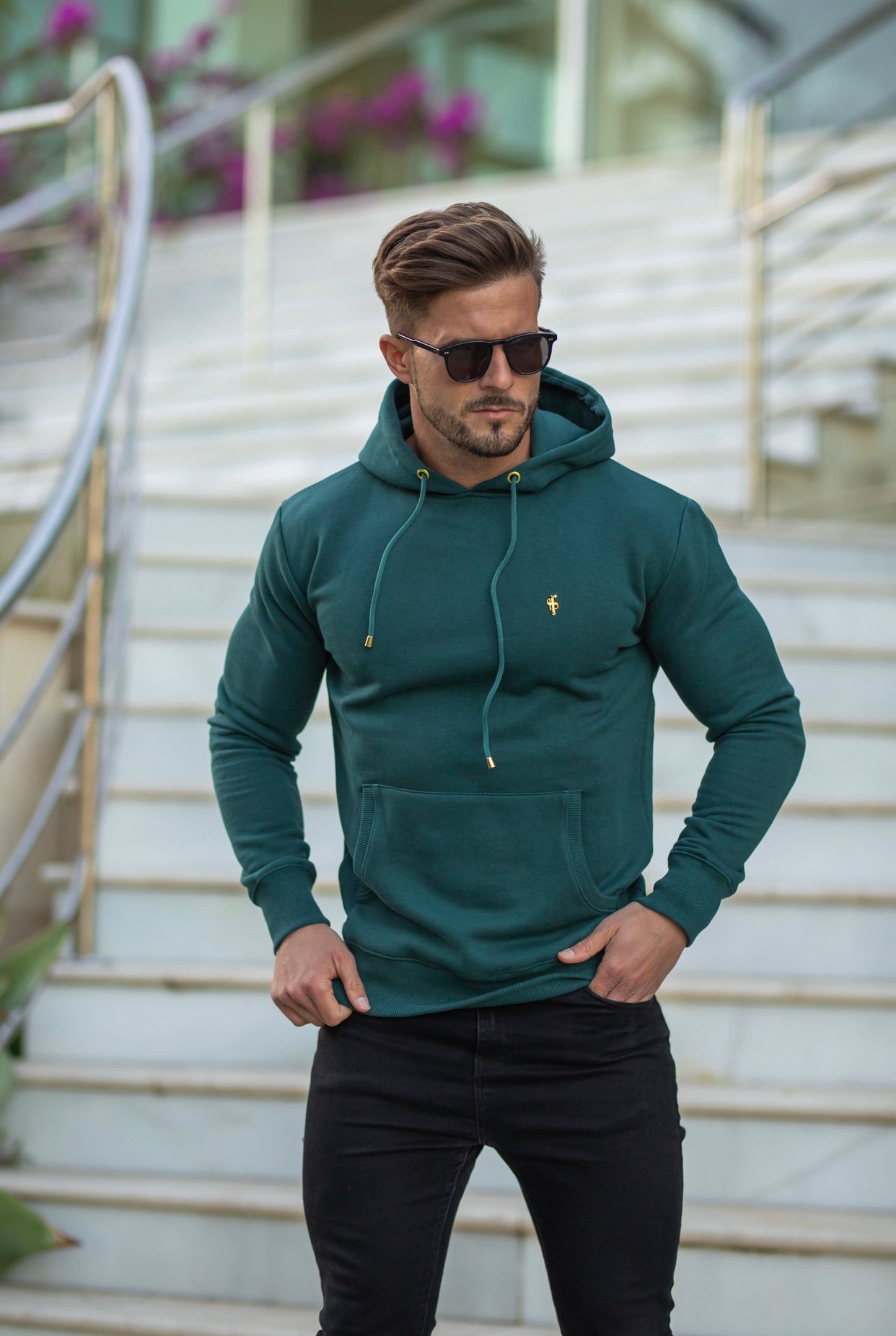 Forest Green & Gold Overhead Hoodie Jumper - FSH548