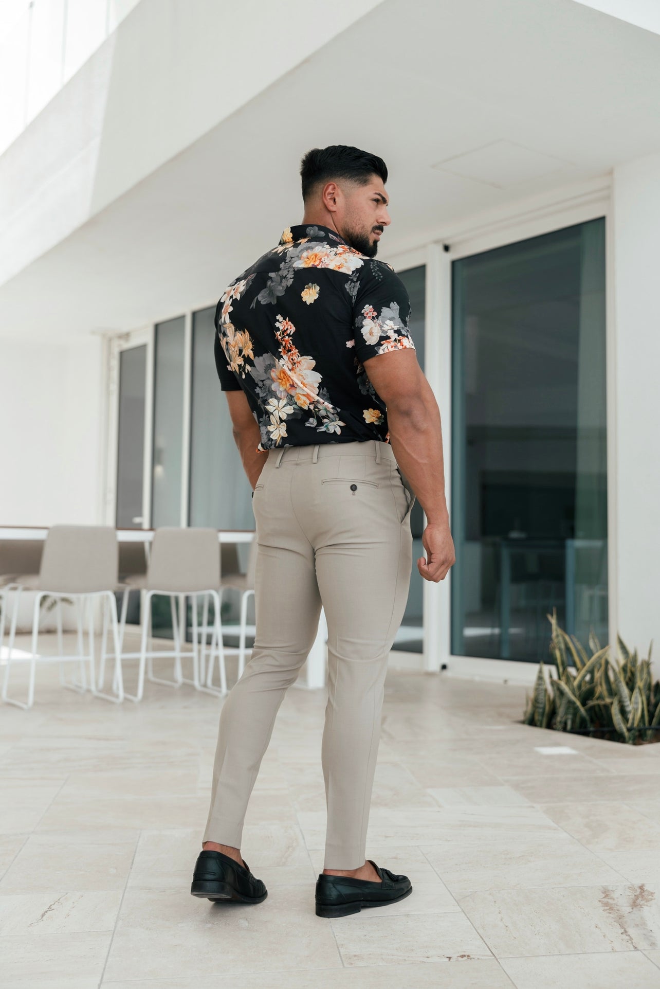 Slim Formal Beige Stretch Trousers - FST003