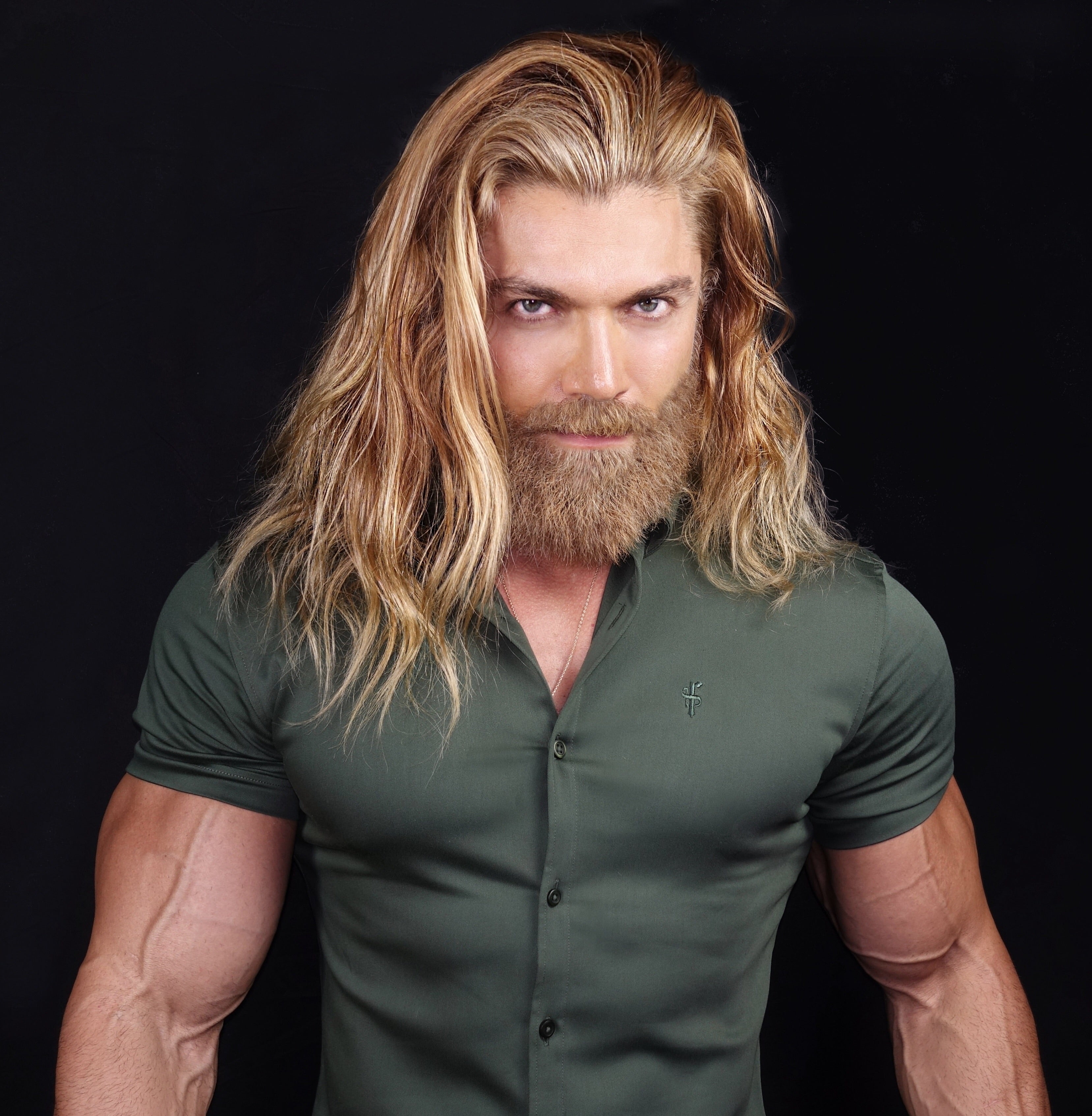 Super Slim Stretch Khaki Denim Short Sleeve - FS203