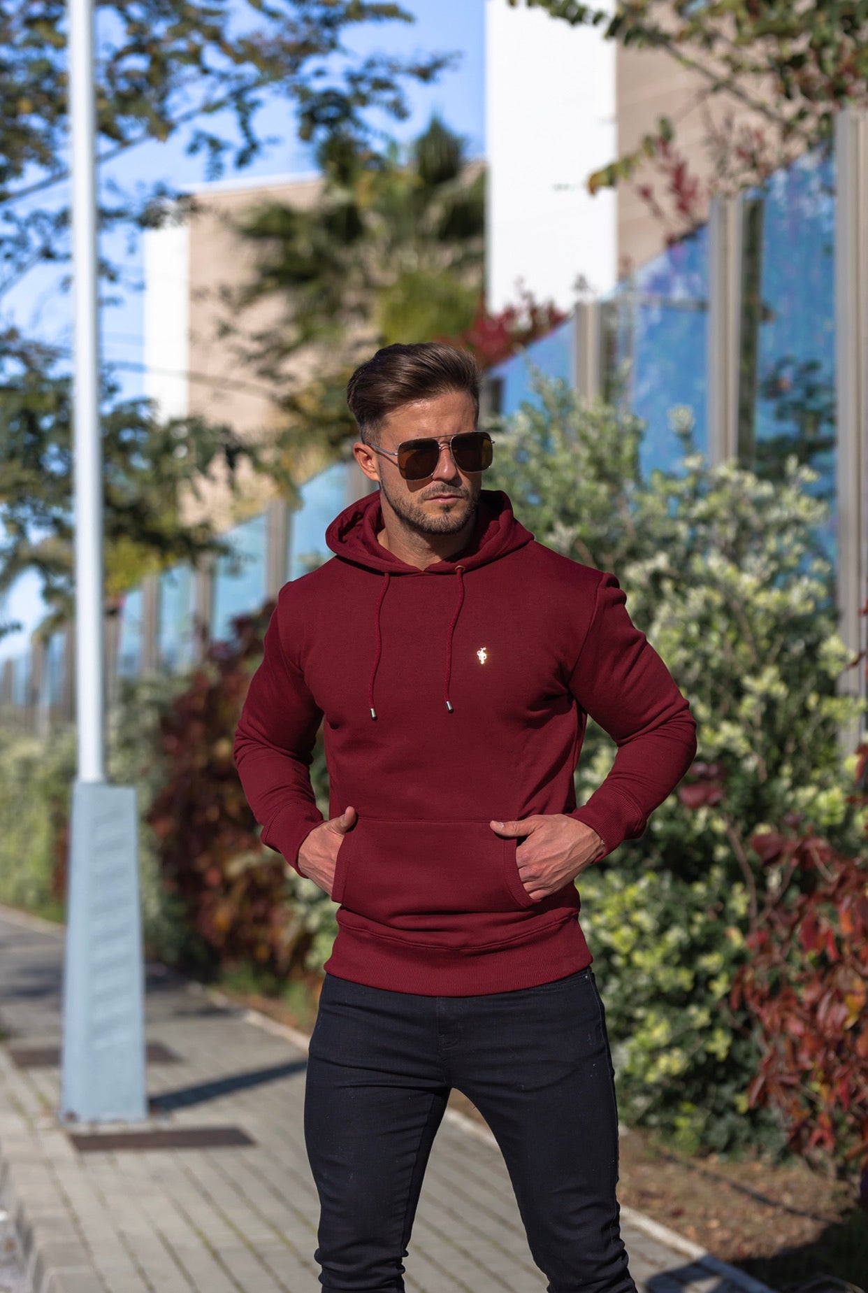 Father Sons Burgundy & Gold Overhead Hoodie Sweater - FSH546