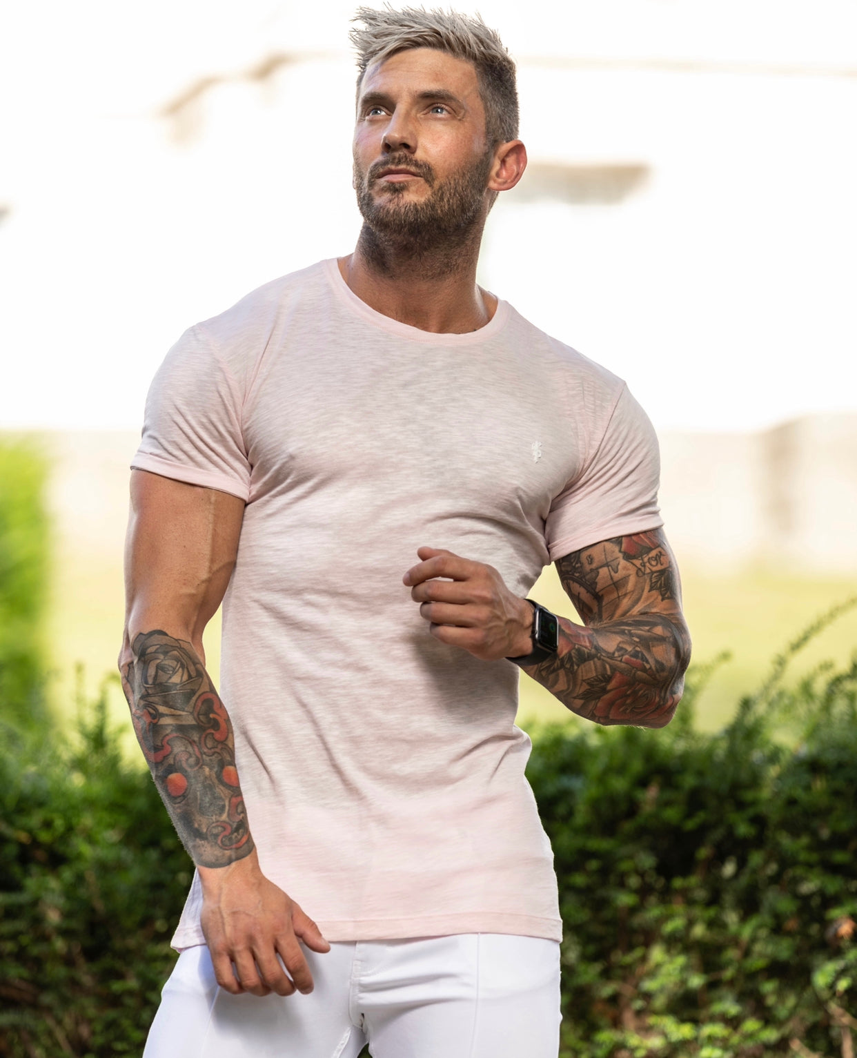 Baby Pink Slub Crew Short Sleeve - FSH686