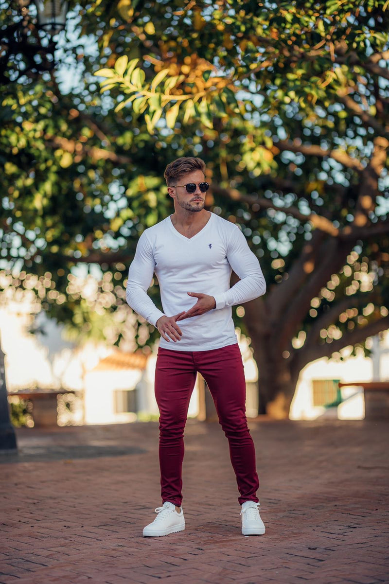 Father Sons Slim Stretch Burgundy Sateen Pants - FSH598