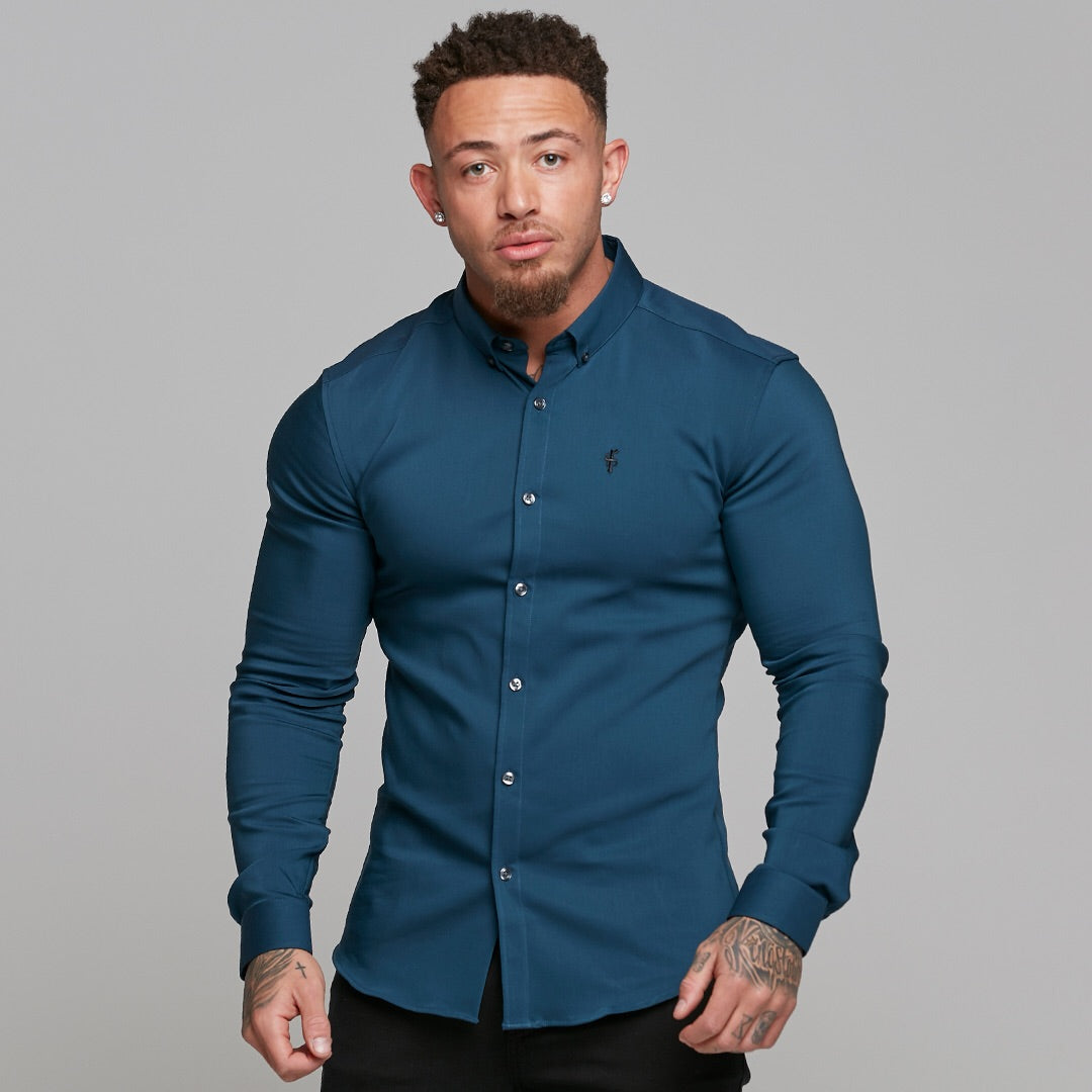 Super Slim Ultra Stretch Classic Teal (Charcoal Buttons) -  FS484