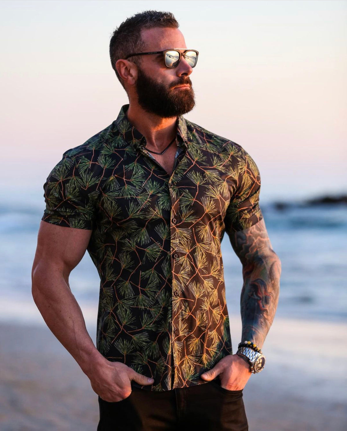 FATHER SONS/Classic Fit Woven サテン ボタンダウン 半袖シャツ image_6a25f59a-8788-4f5a-a4fe-