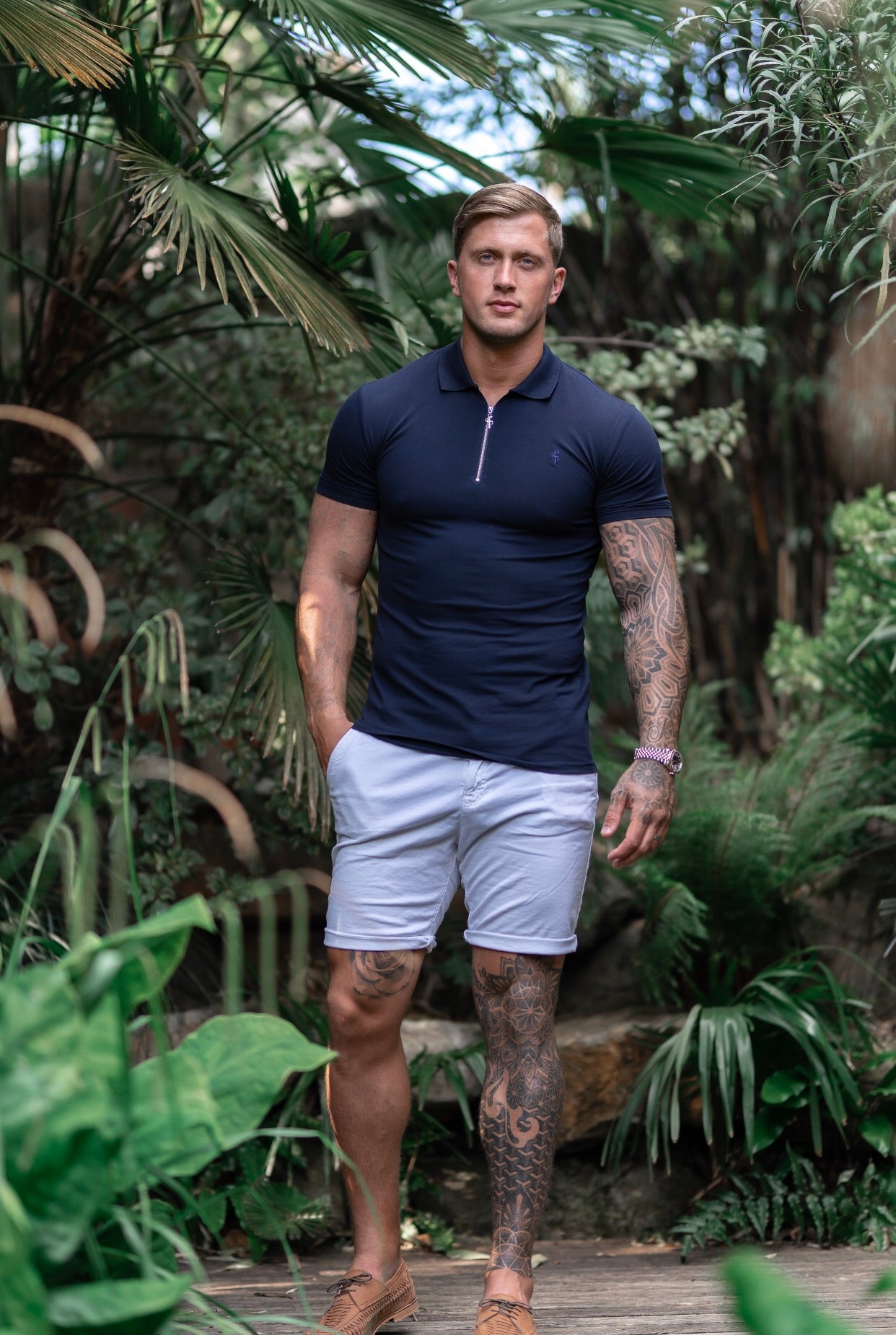 Classic Navy Zipped Polo Shirt - FSH029