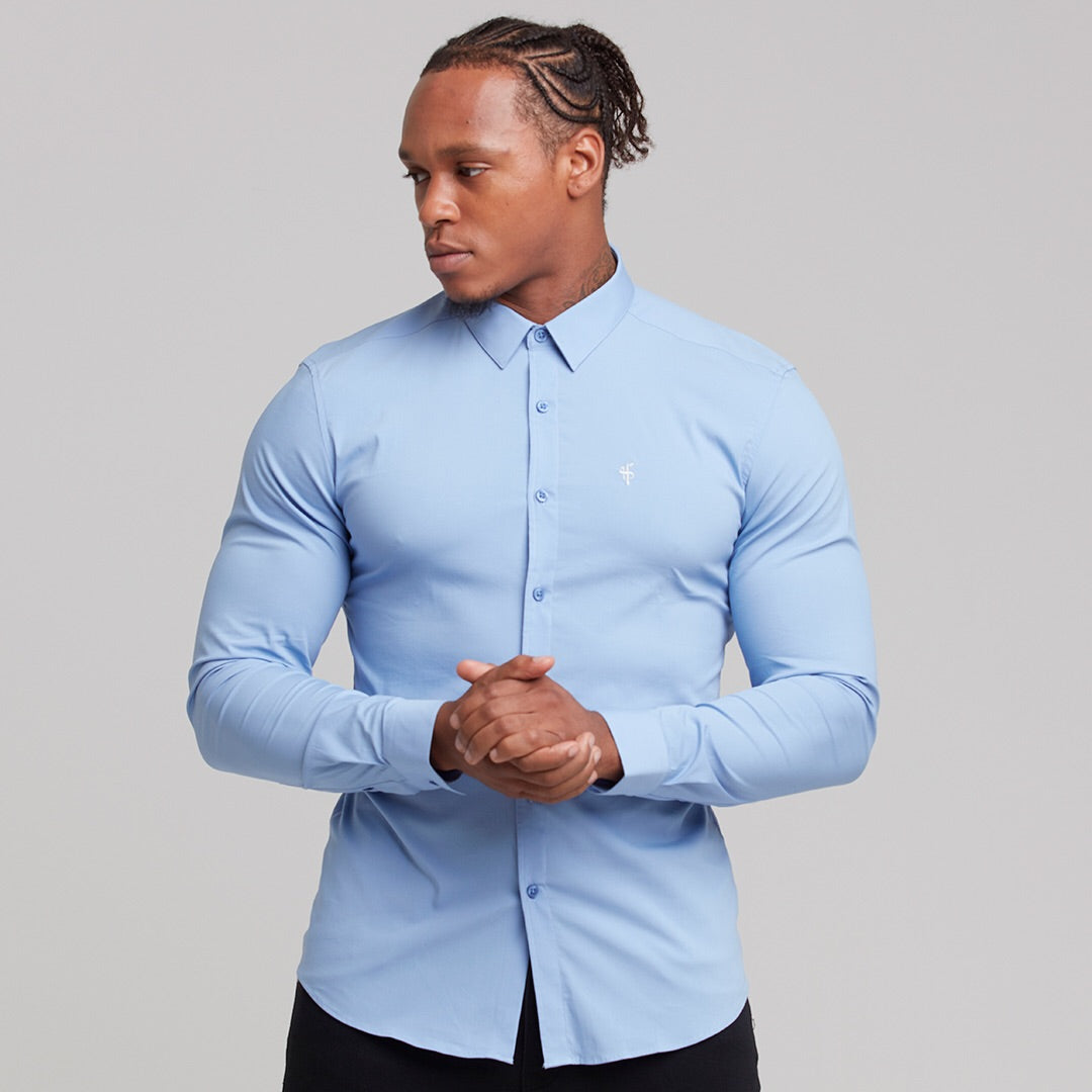 Super Slim Ultra Stretch Classic Light Blue Shirt - FS356