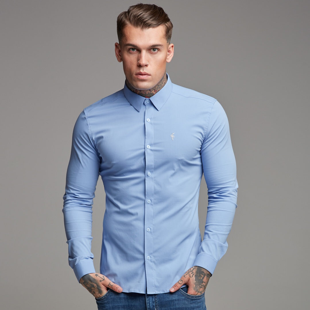 Super Slim Ultra Stretch Classic Light Blue Shirt - FS356