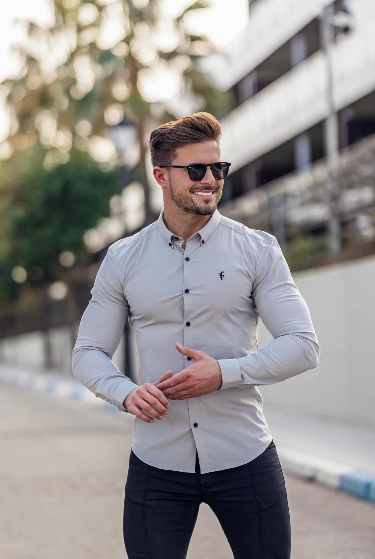 Super Slim Stretch Classic Grey Long Sleeve - FS826