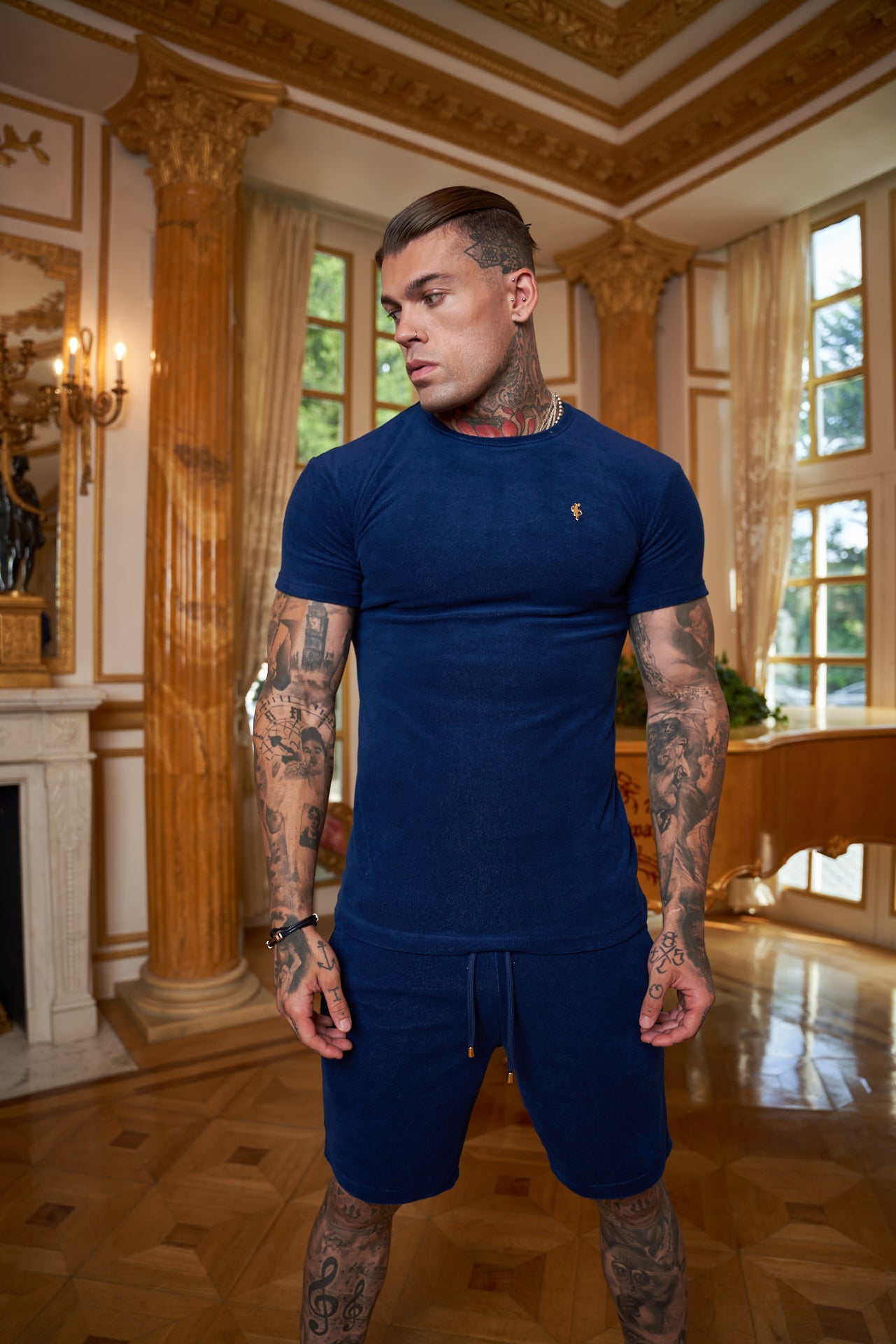 French Navy Towelling Shorts - FSTS657