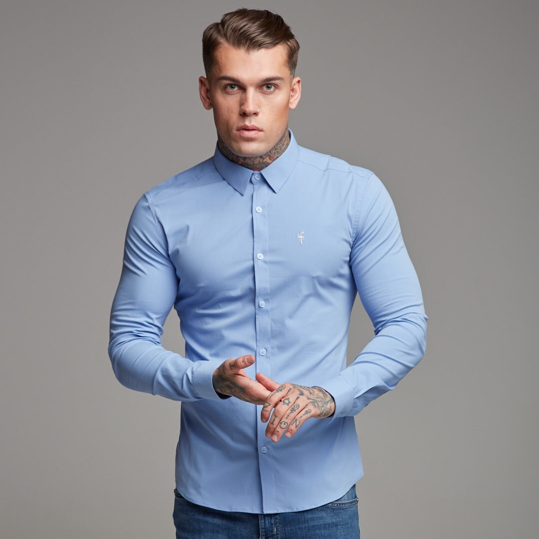 Super Slim Ultra Stretch Classic Light Blue Shirt - FS356