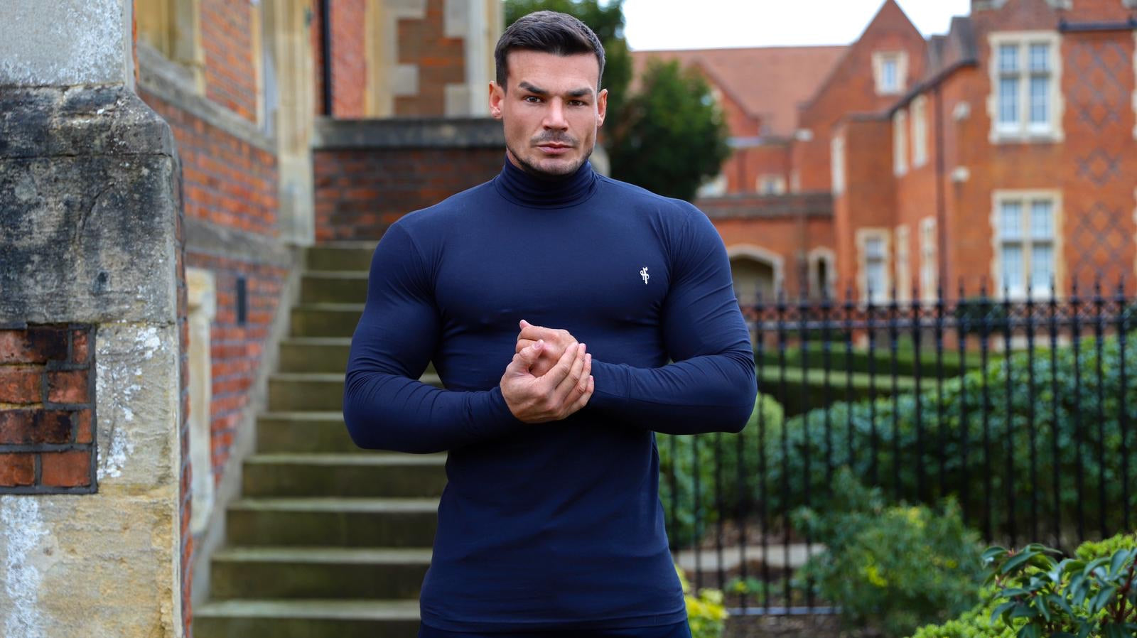 Classic Navy Stretch Roll Neck  - FSH164