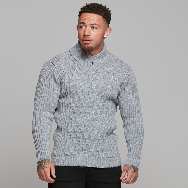 Father Sons Chunky Cable Knit Grey and White Sweater - FSJ005