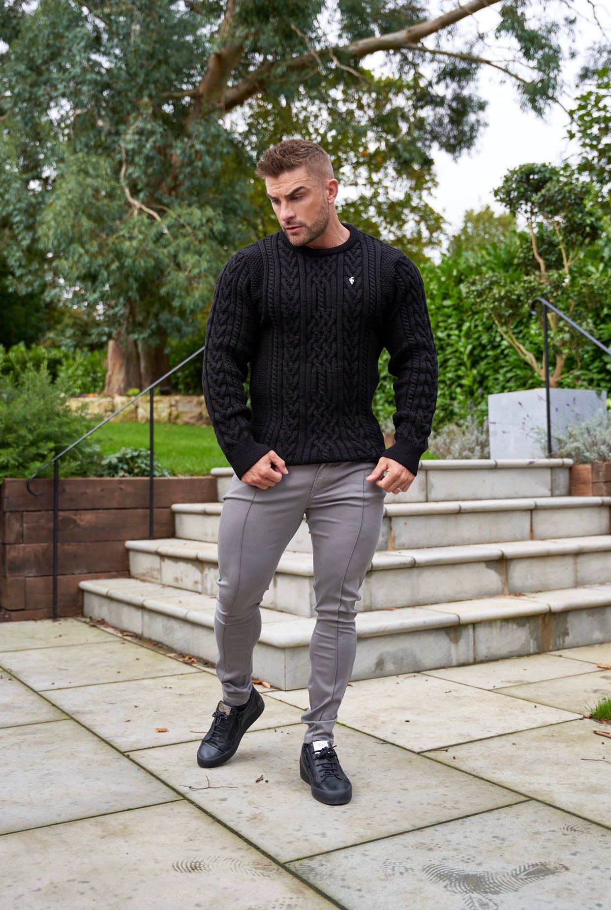 Father Sons Slim Stretch Slate Grey Sateen Pintuck Pants -  FSH716