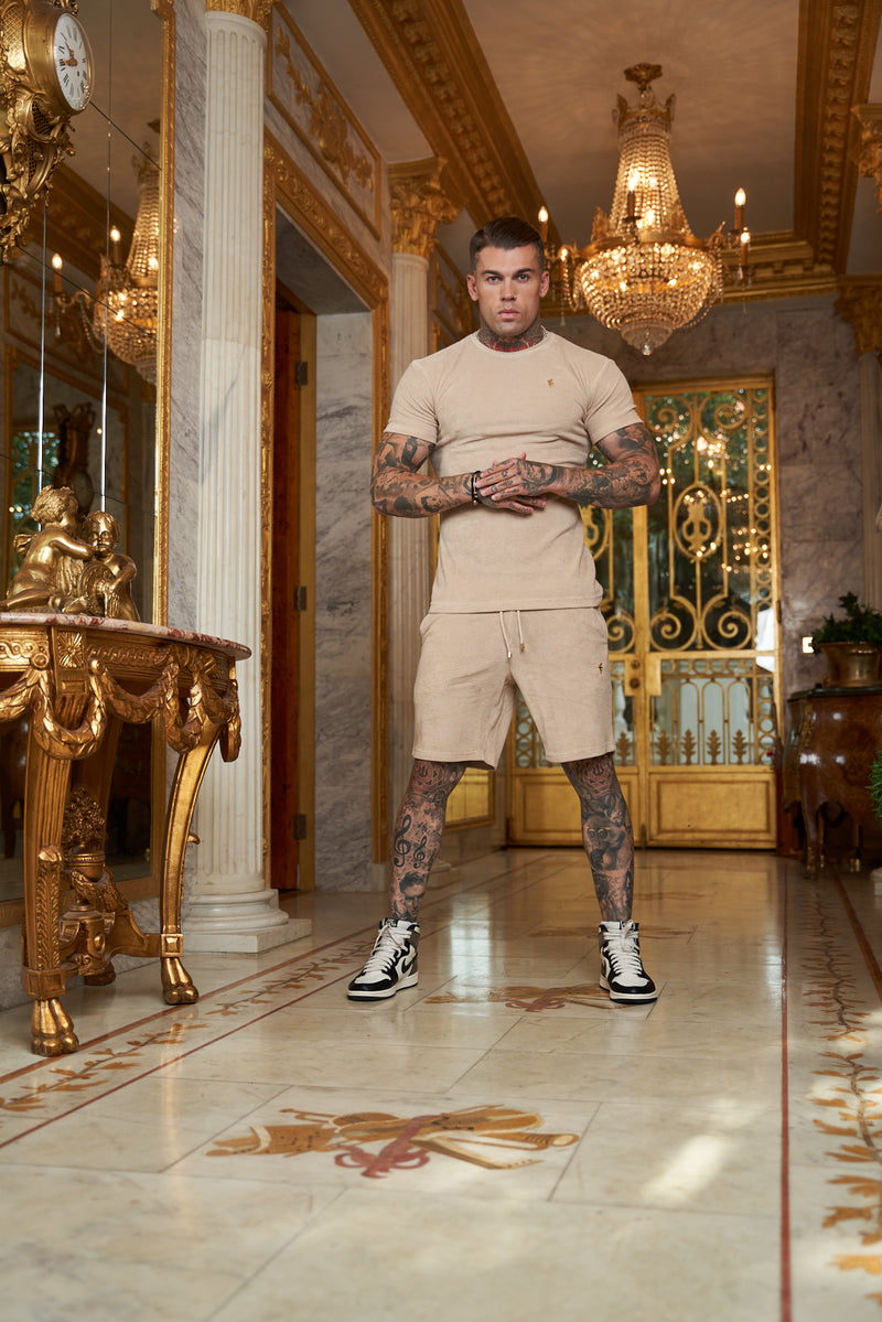 Father Sons Beige Towelling Shorts - FSTS663 (PRE ORDER 23RD MAY)