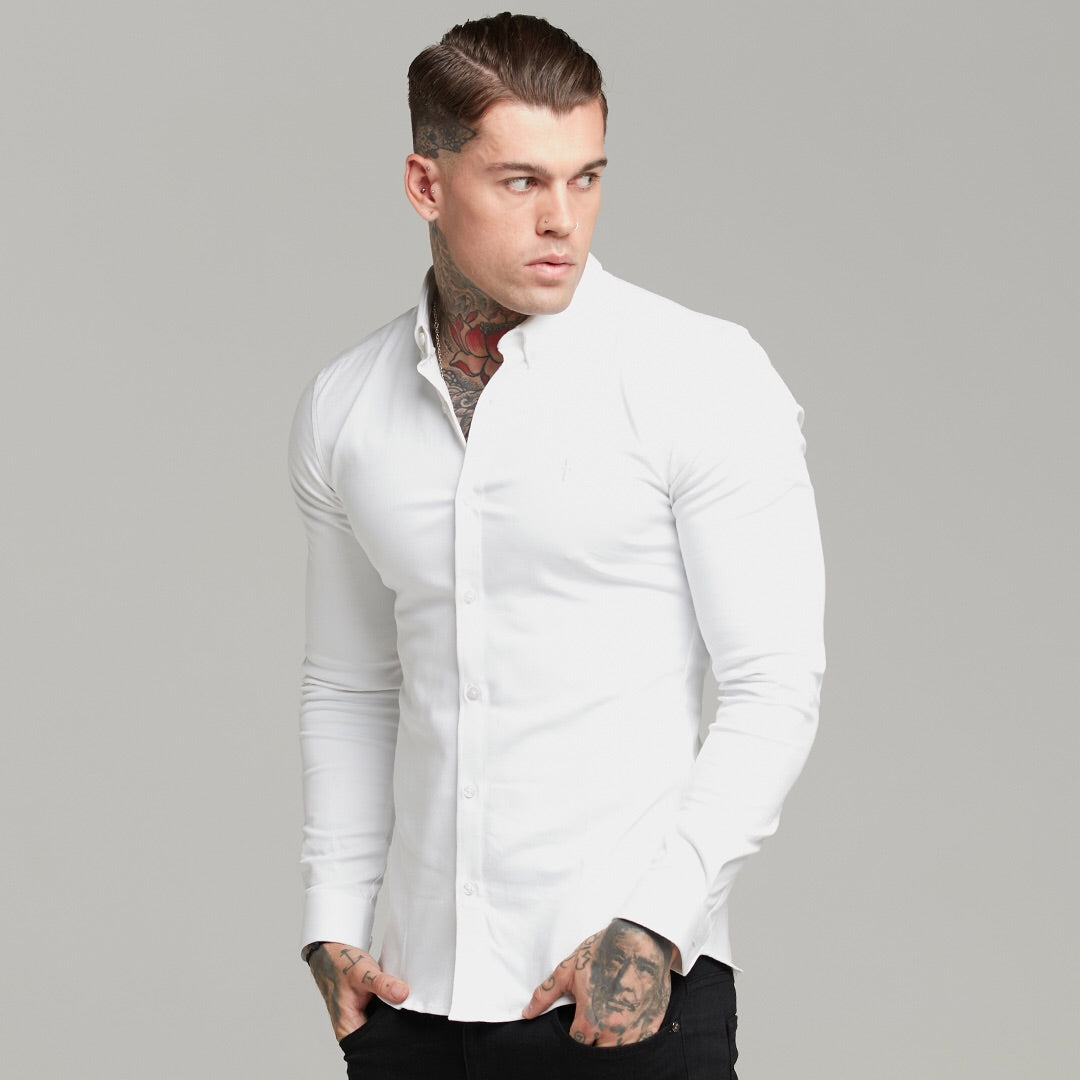 Super Slim Stretch White Denim Long Sleeve - FS597
