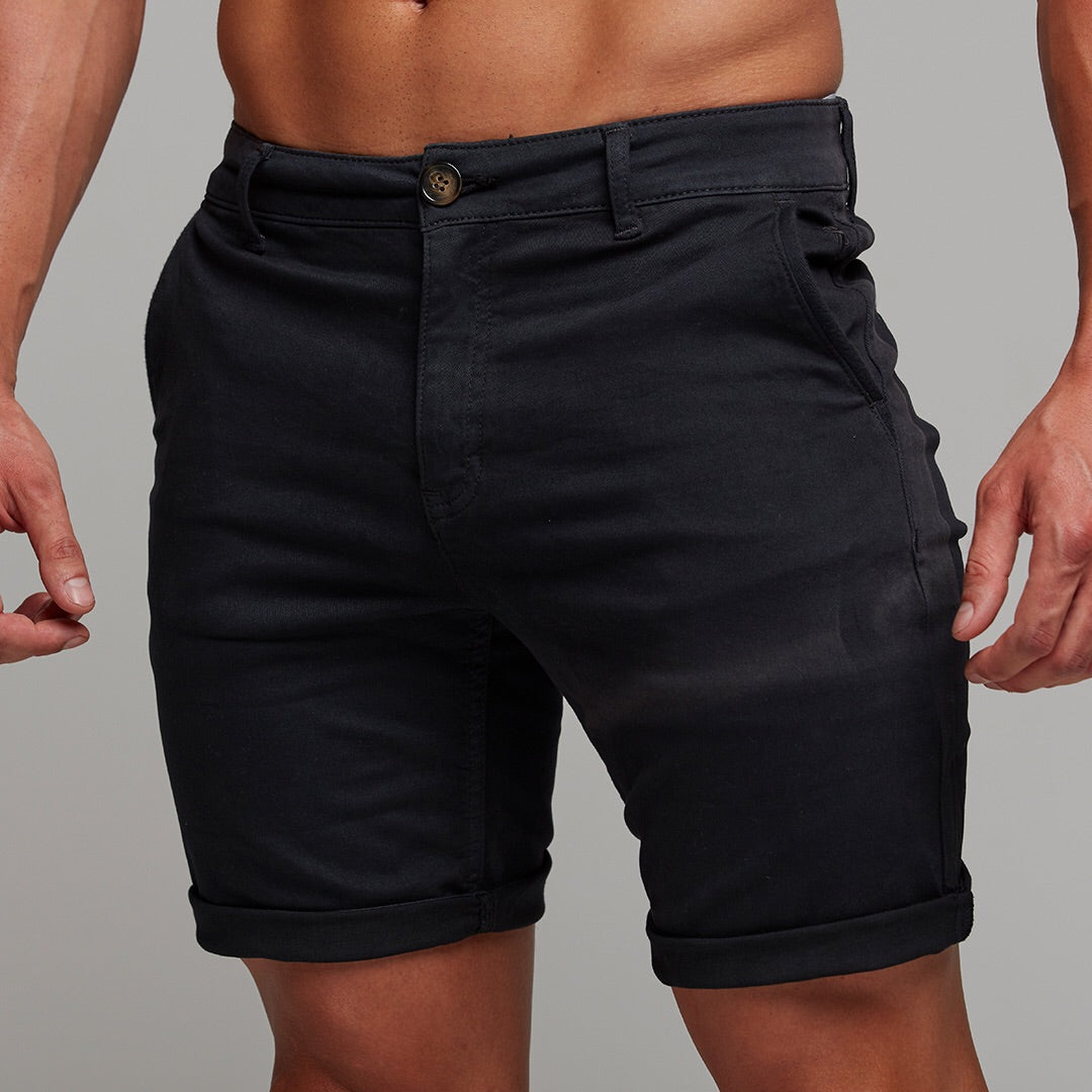 Slim Fit Black Chino Shorts - FSH266