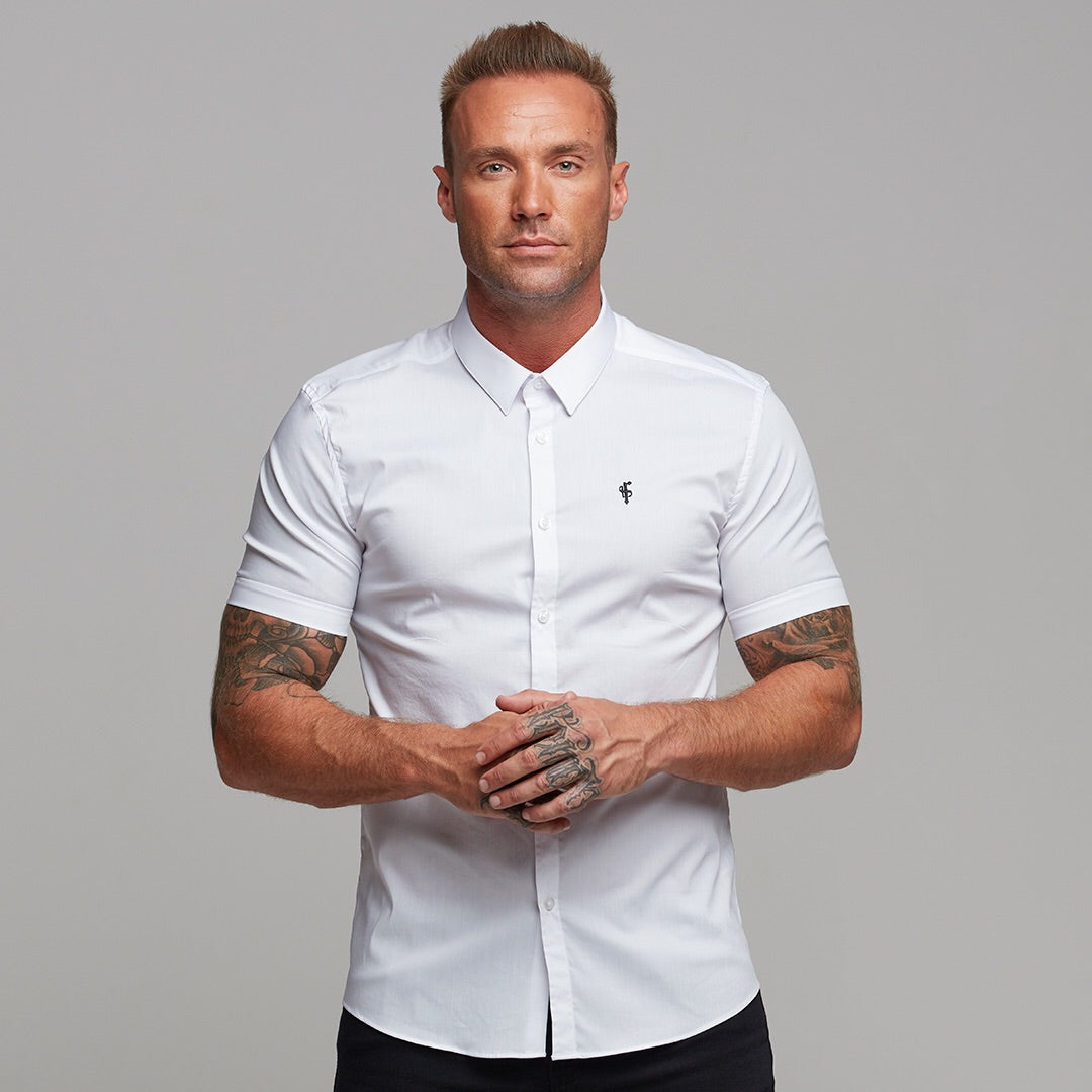 Super Slim Stretch Classic White Short Sleeve - FS126