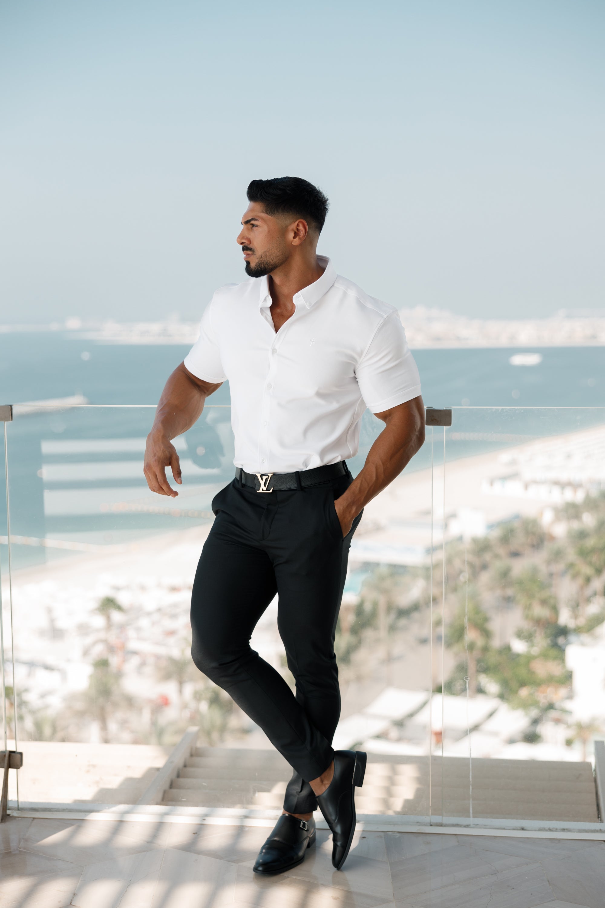 Super Slim Scuba White Short Sleeve Stretch - FS828