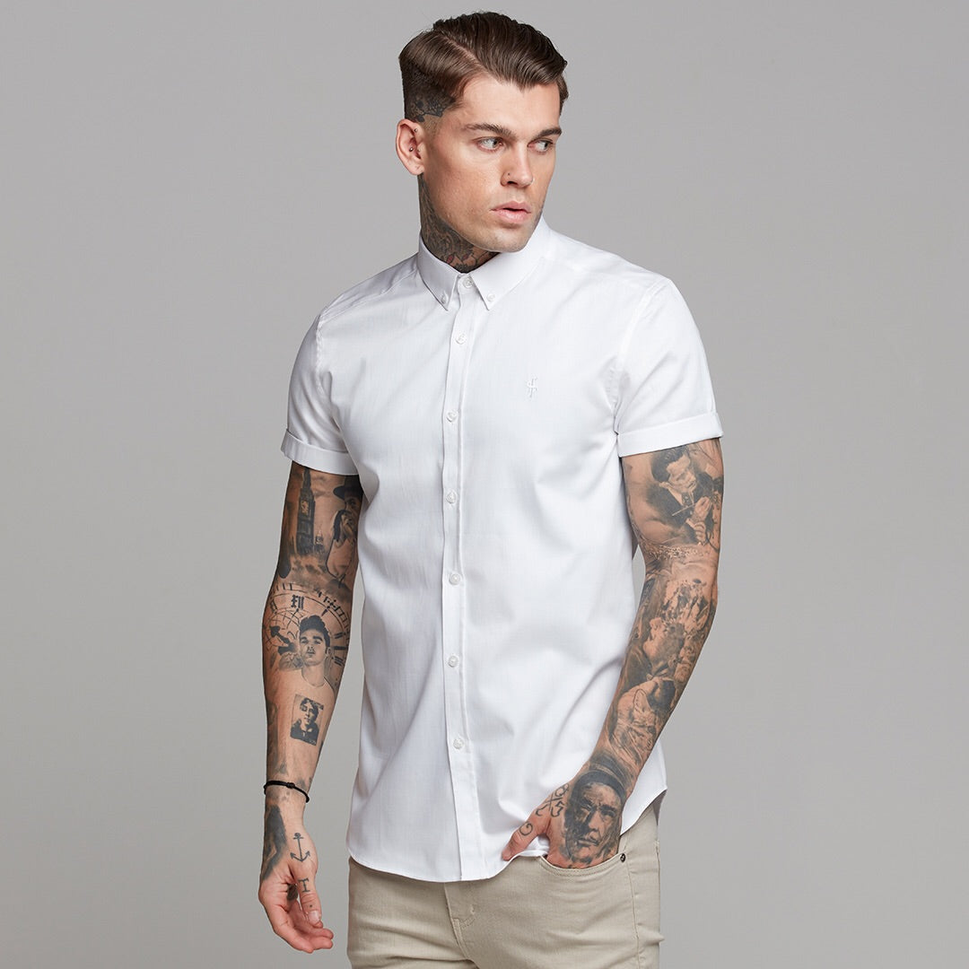 Classic White Luxe Egyptian Cotton Button Down Short Sleeve - FS494
