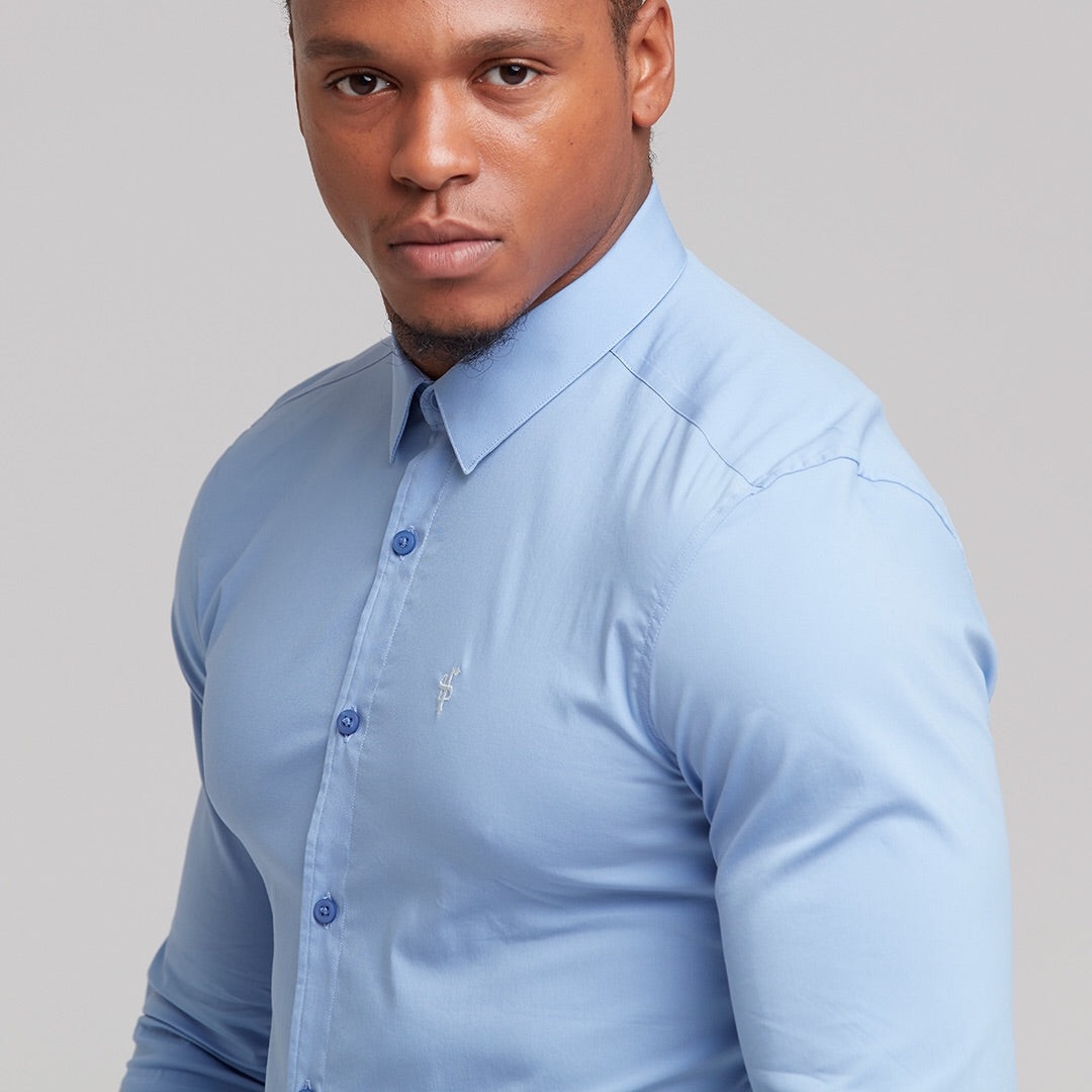 Super Slim Ultra Stretch Classic Light Blue Shirt - FS356