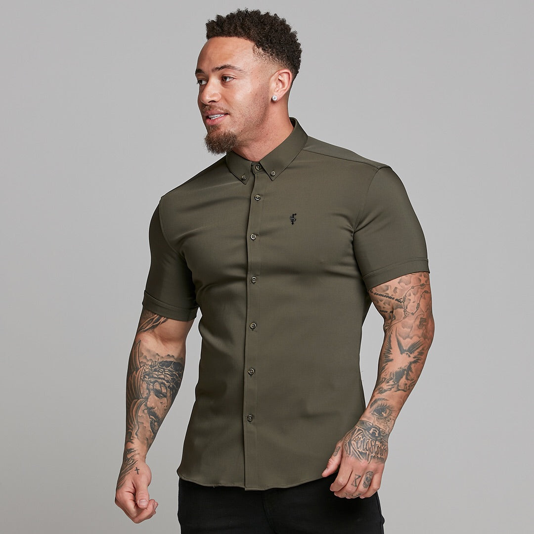 Super Slim Ultra Stretch Classic Olive Short Sleeve - FS483