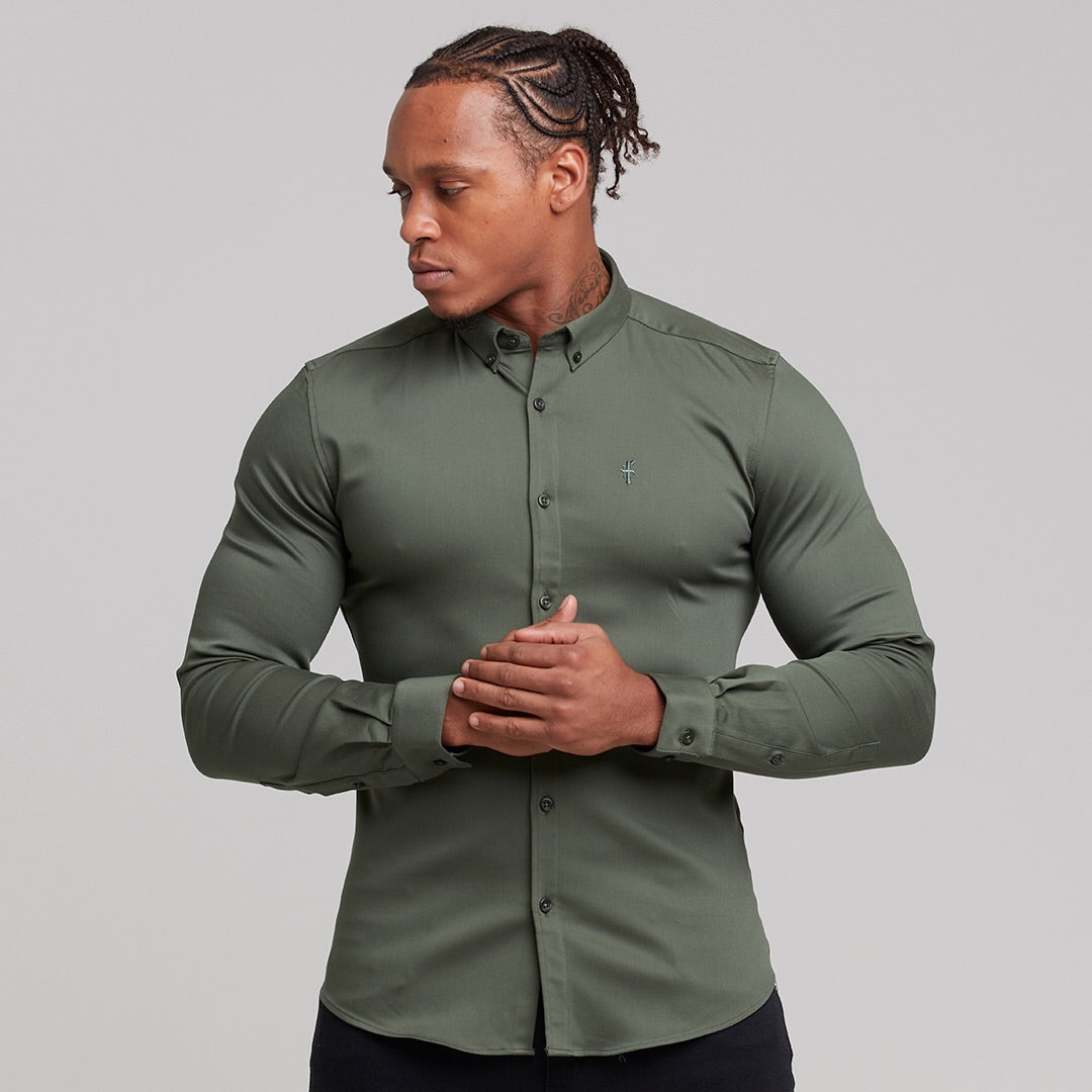 Super Slim Stretch Khaki Denim Long Sleeve - FS211