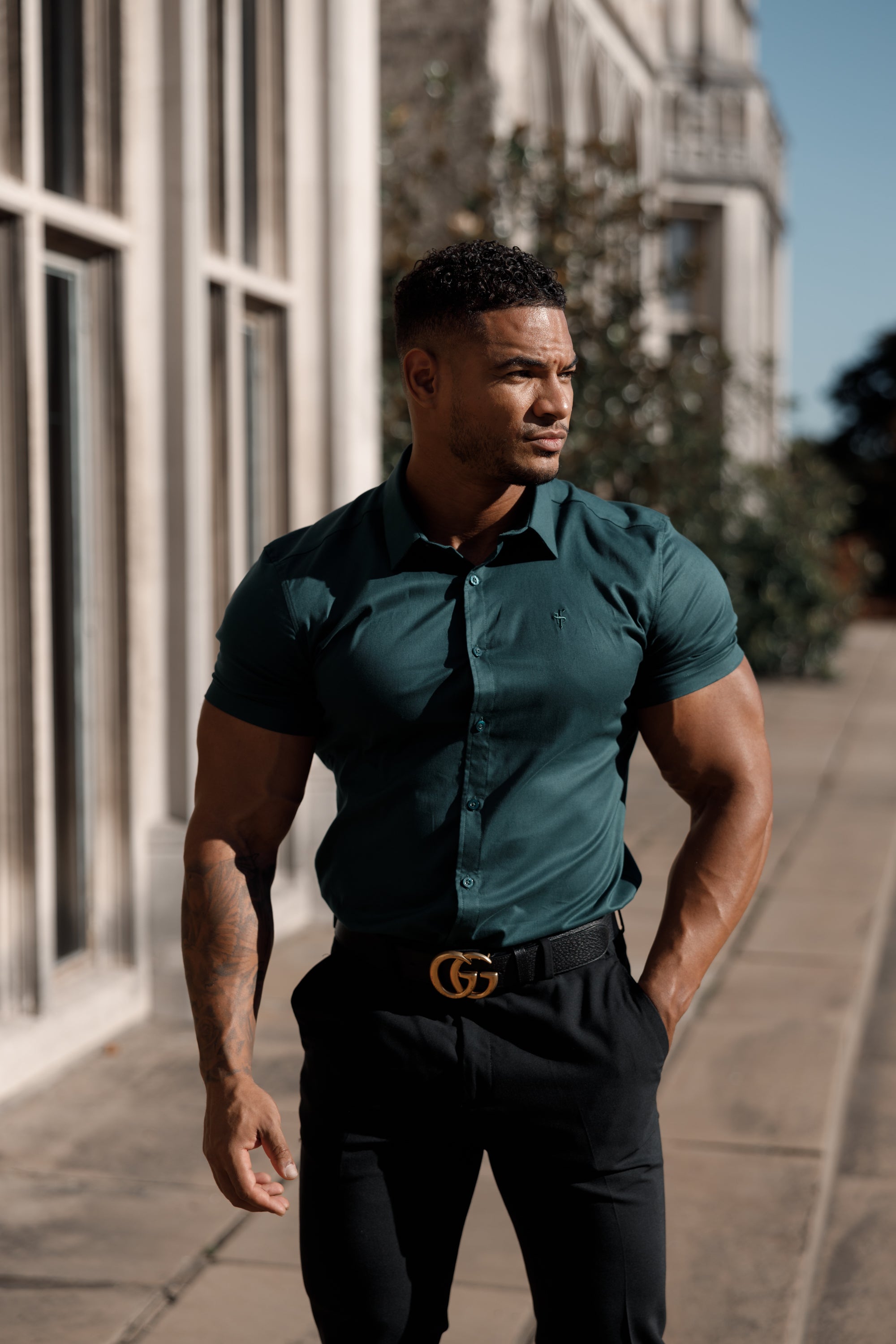 Super Slim Luxe Ultra Stretch Classic Forest Green Short Sleeve -  FS675