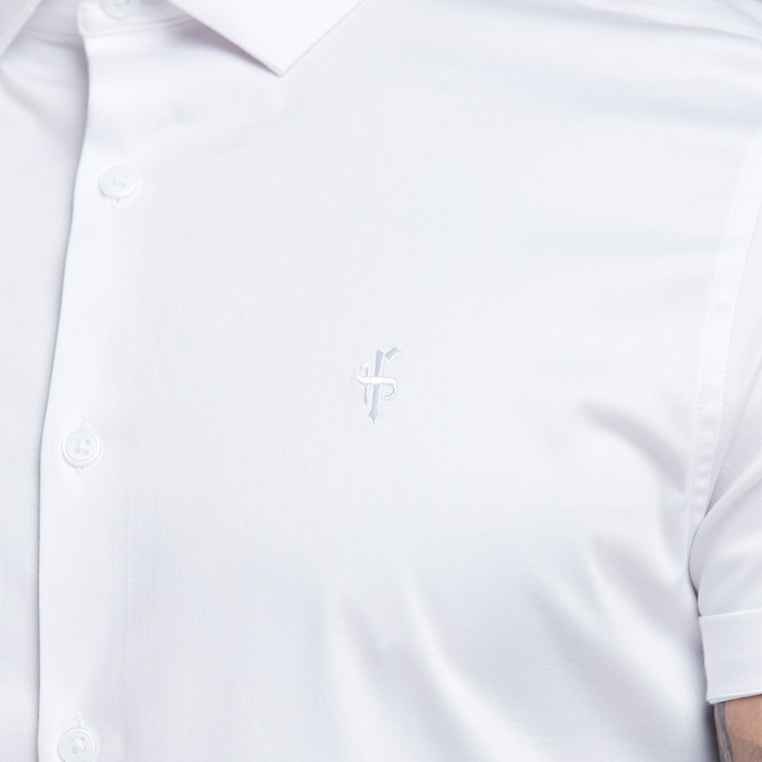 Slim Sateen Classic White with White Embroidery - FS395
