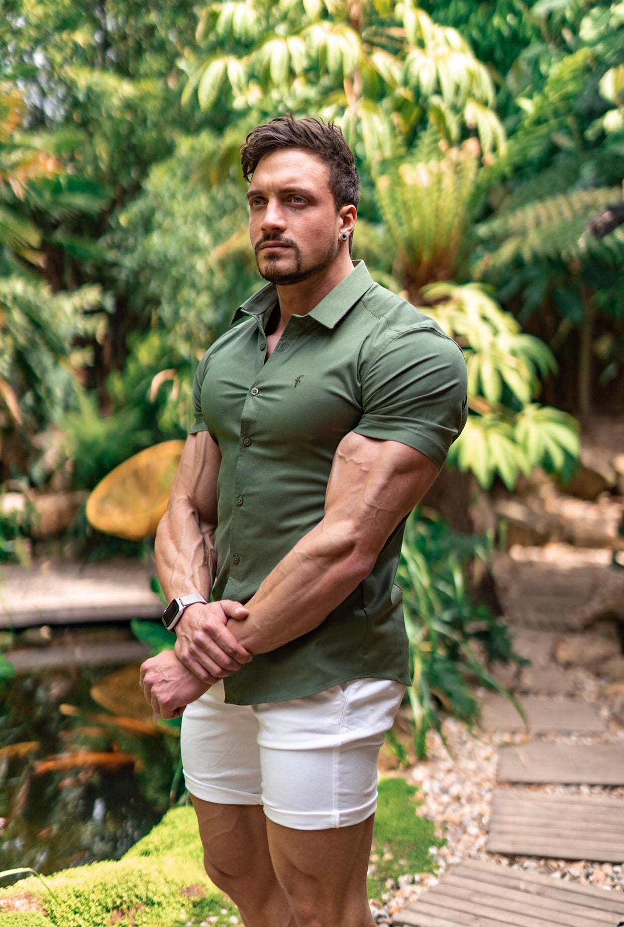 Super Slim Luxe Ultra Stretch Classic Khaki Short Sleeve -  FS338