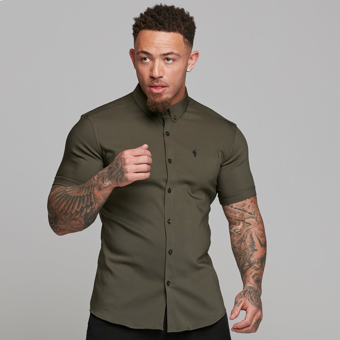 Super Slim Ultra Stretch Classic Olive Short Sleeve - FS483