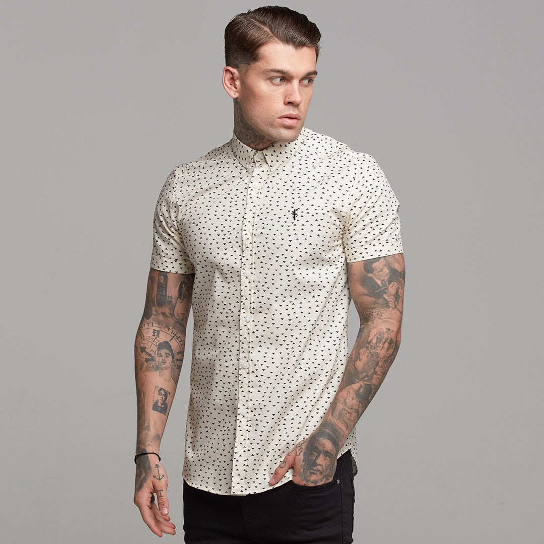 Super Slim Stretch Classic Cream and Black Poly Print - FS471