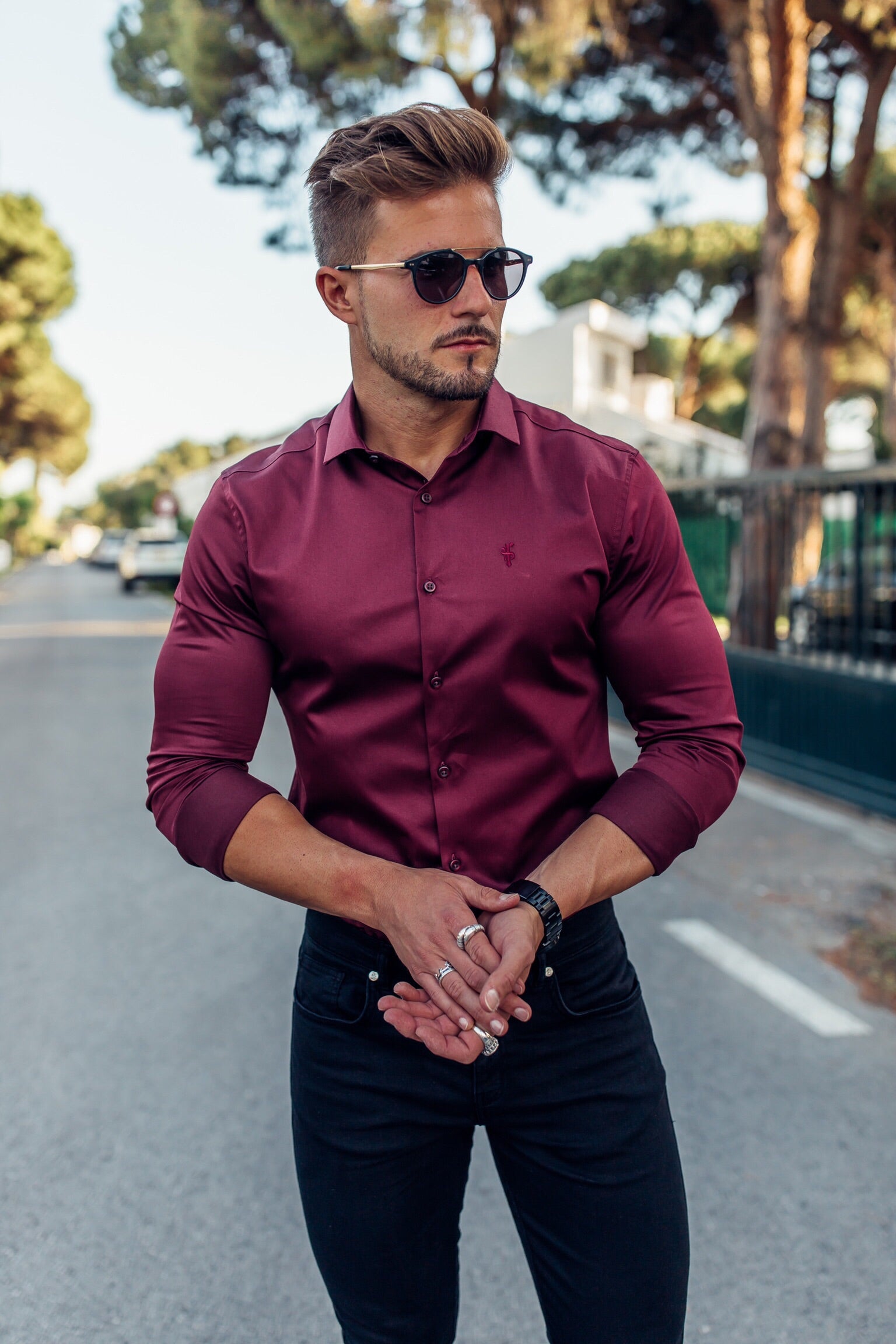 Slim Sateen Burgundy Long Sleeve - FS549