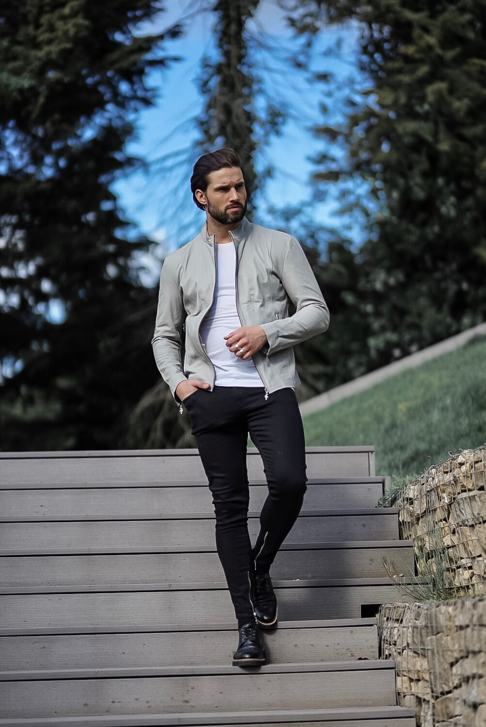 Grey Lambs Leather Jacket - FSH314