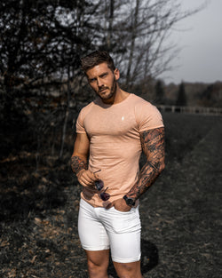 Father Sons Peach Short Sleeve Slub Crew - FSH324