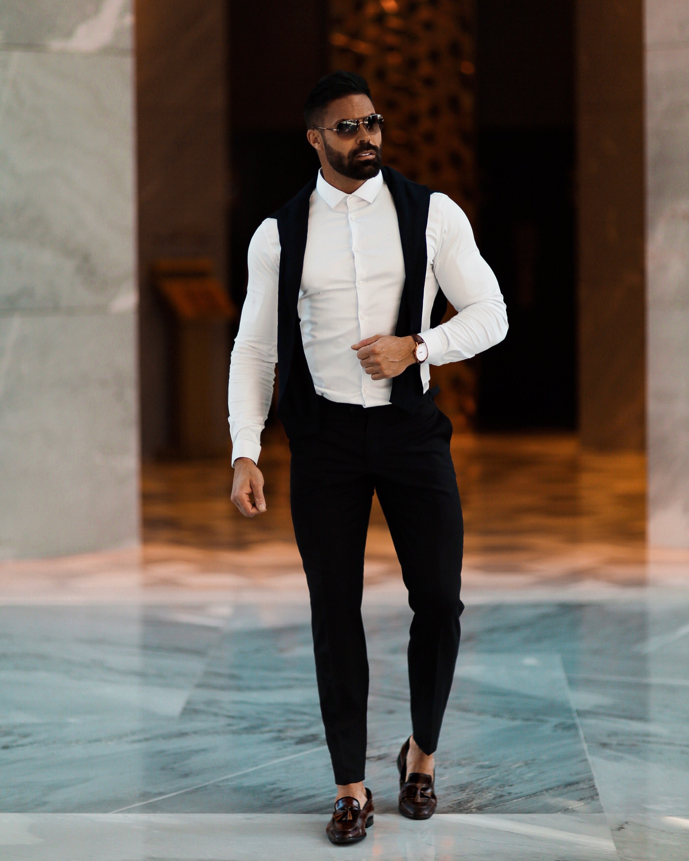 Slim Sateen Classic White Long Sleeve (White Embroidery) - FS391