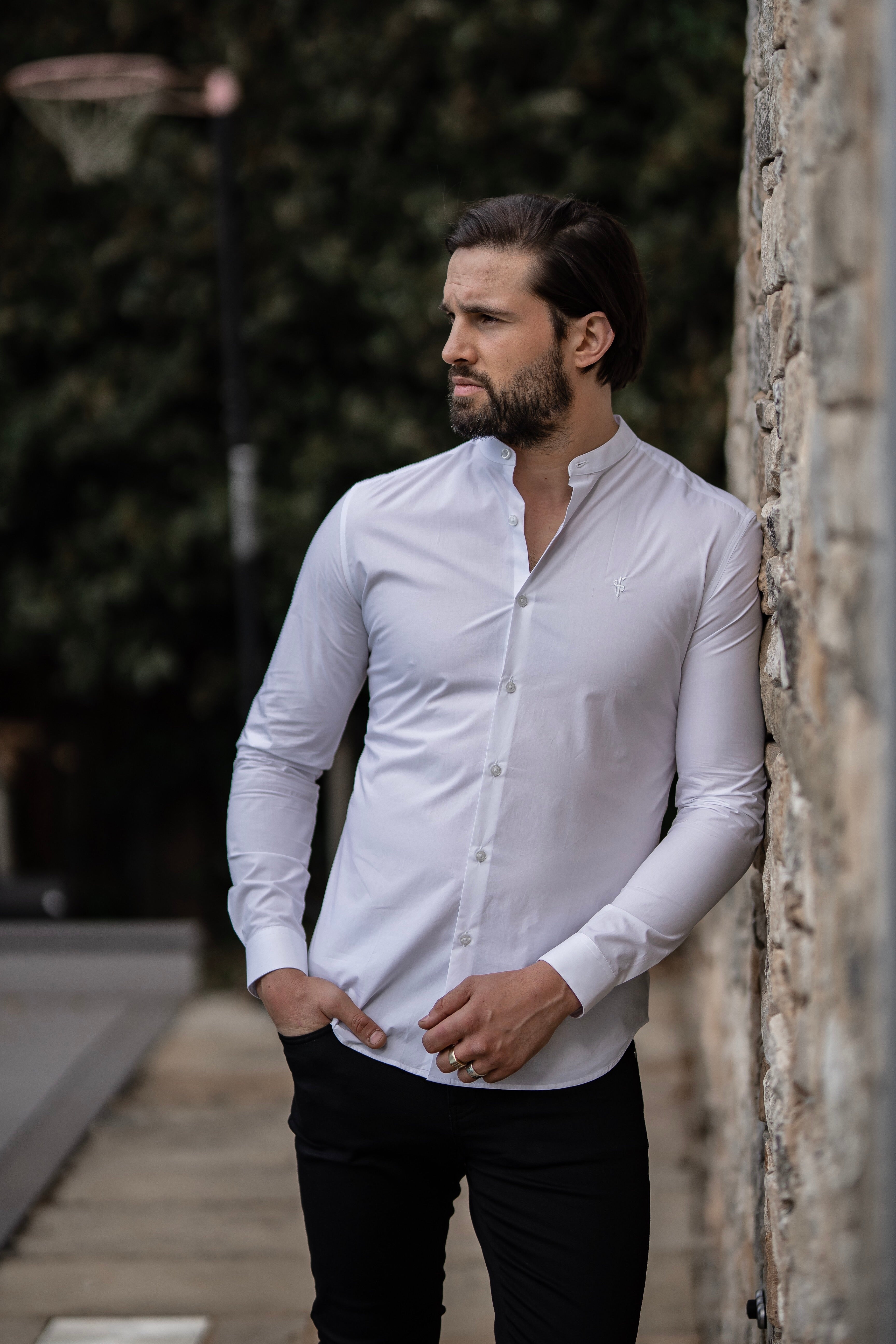 Classic Fit White Grandad Collar  - FS557 (LAST CHANCE)
